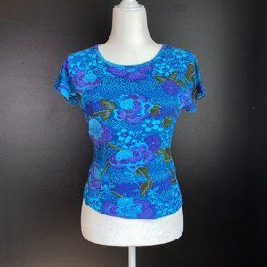 Dark Floral Beaded Detail Short Sleeve